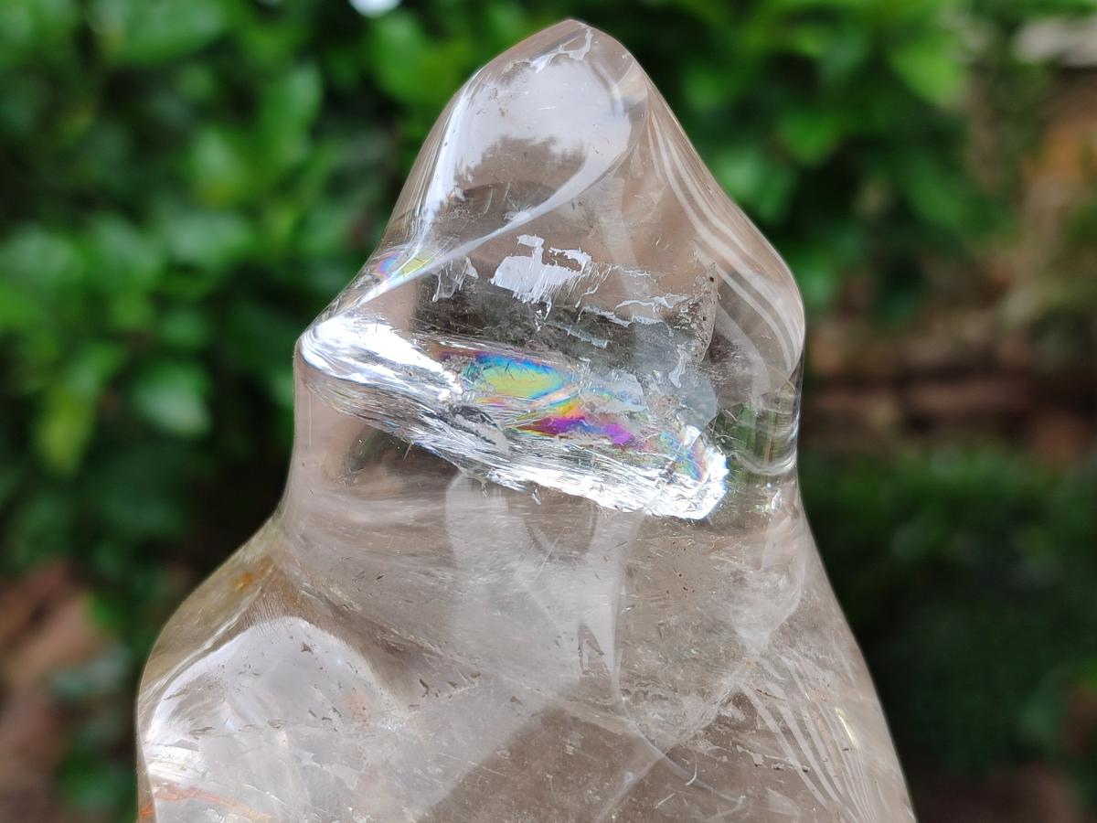 Polished Smokey Window Quartz Flames x 2 From Madagascar