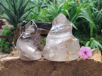 Polished Smokey Window Quartz Flames x 2 From Madagascar