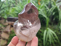 Polished Smokey Window Quartz Flames x 2 From Madagascar