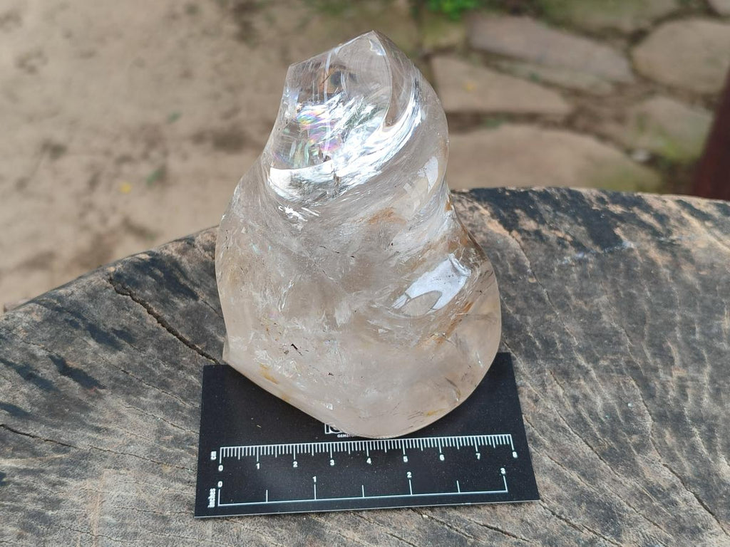 Polished Smokey Window Quartz Flames x 2 From Madagascar