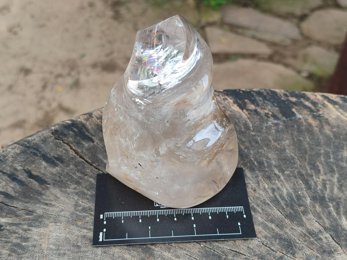 Polished Smokey Window Quartz Flames x 2 From Madagascar