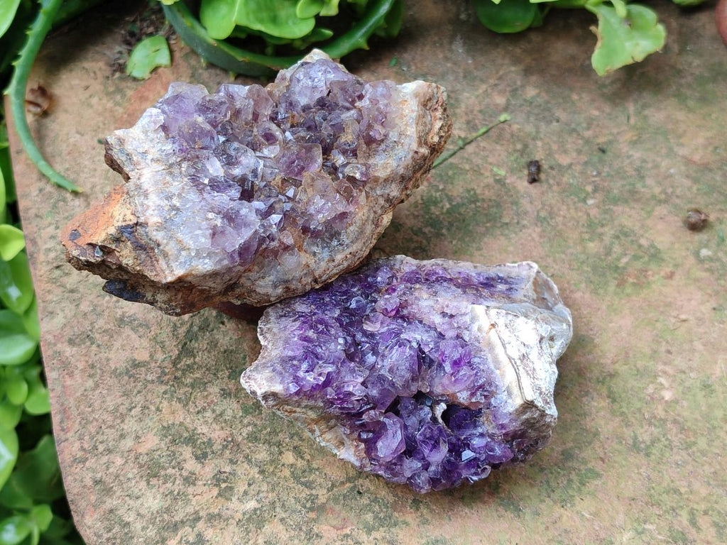 Natural Agate with Amethyst Geodes and Crystal Plates x 12 From Zululand, South Africa