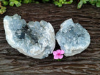 Natural Blue Celestite Geode Specimens x 2 From Sakoany, Madagascar