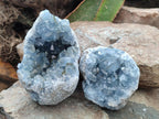 Natural Blue Celestite Geode Specimens x 2 From Sakoany, Madagascar