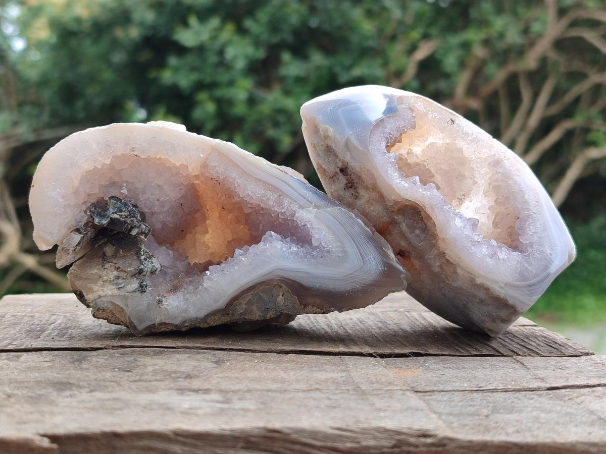 Polished Agate Amethyst Geodes x 6 From Maintirano, Madagascar
