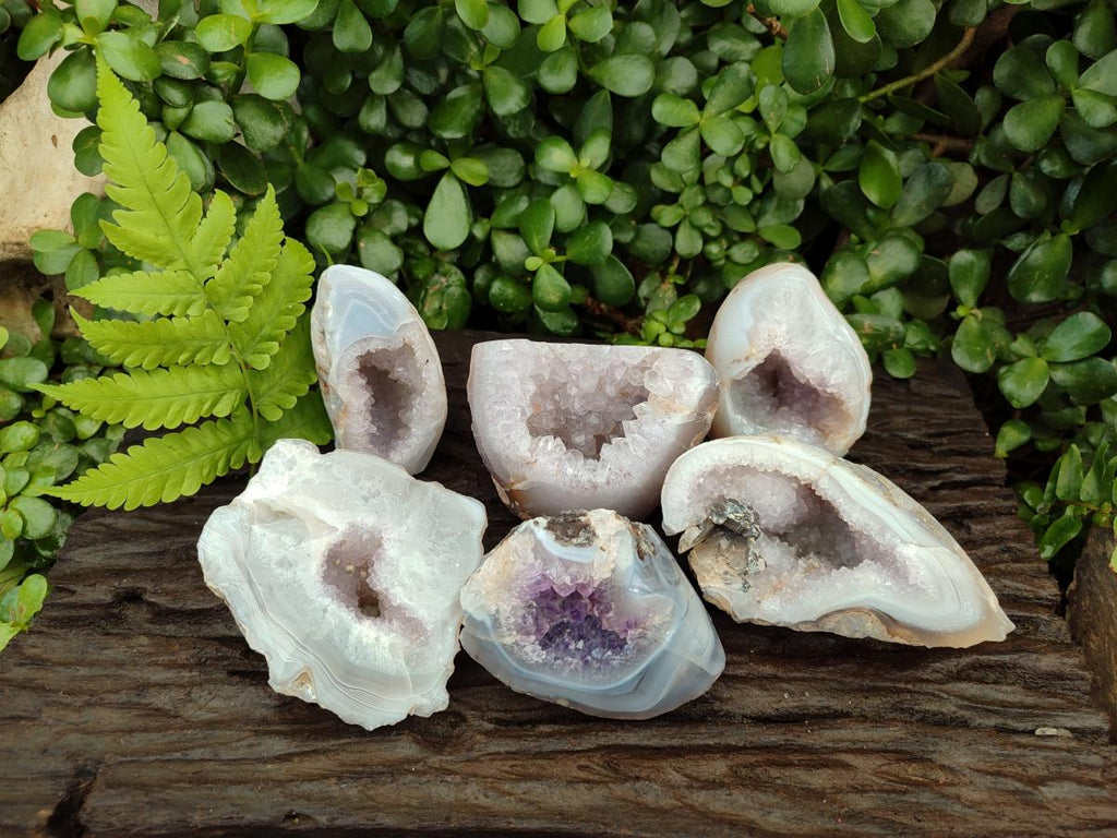 Polished Agate Amethyst Geodes x 6 From Maintirano, Madagascar