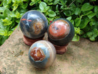 Polished Polychrome Jasper Spheres x 3 From NW Coast, Madagascar