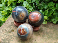 Polished Polychrome Jasper Spheres x 3 From NW Coast, Madagascar