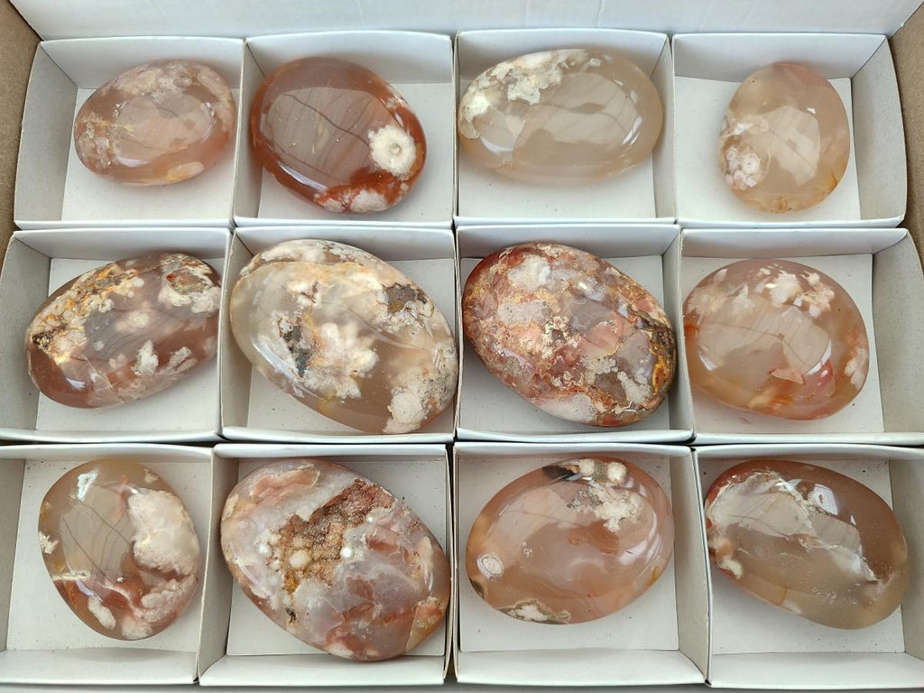 Polished Flower Agate Palm Stones x 12 From Antsahalova, Madagascar - Toprock Gemstones and Minerals 