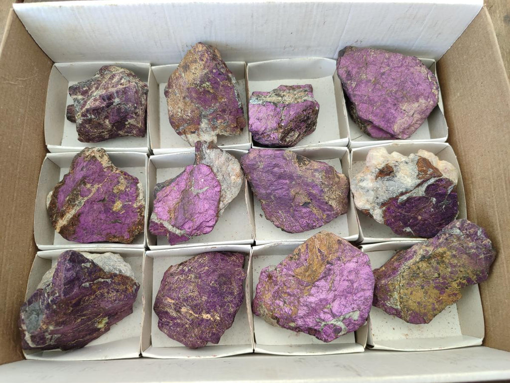 Natural Metallic Cobbed Purpurite Specimens x 12 From Erongo, Namibia