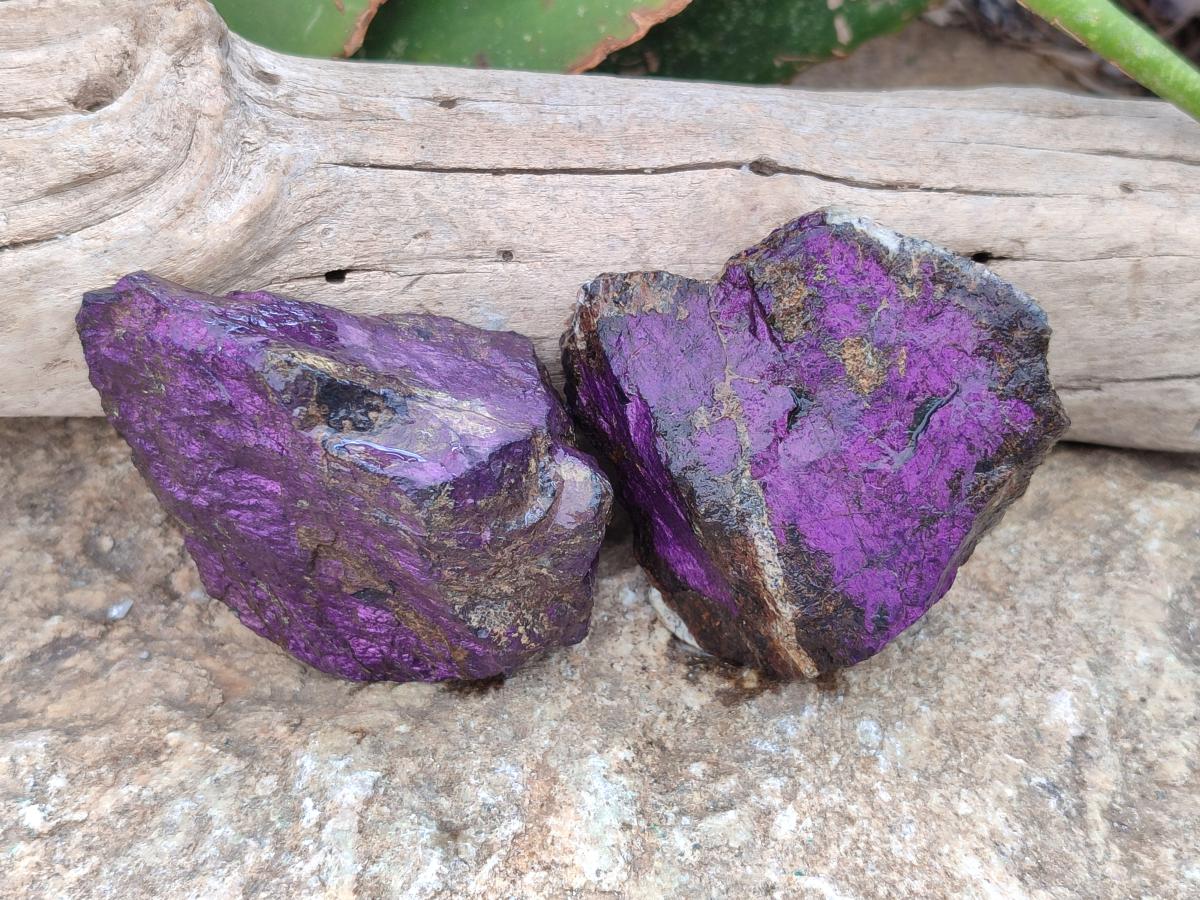 Natural Metallic Cobbed Purpurite Specimens x 12 From Erongo, Namibia