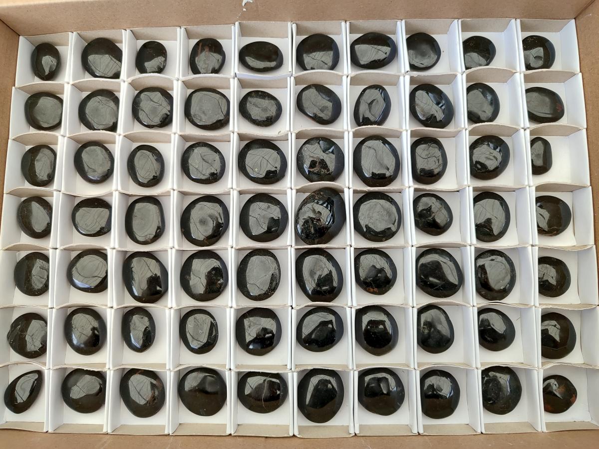 Polished Black Tourmaline Mini Galets x 70 From Madagascar - Toprock Gemstones and Minerals 