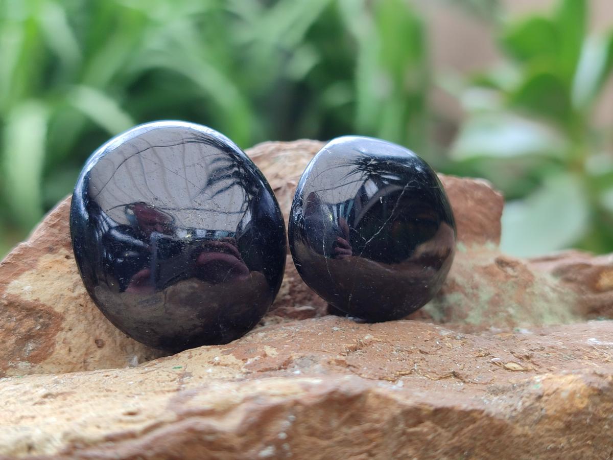 Polished Black Tourmaline Mini Galets x 70 From Madagascar - Toprock Gemstones and Minerals 