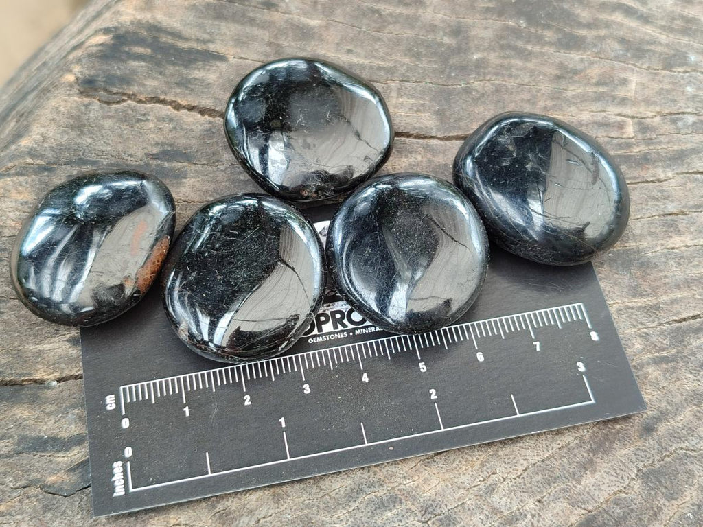 Polished Black Tourmaline Mini Galets x 70 From Madagascar - Toprock Gemstones and Minerals 