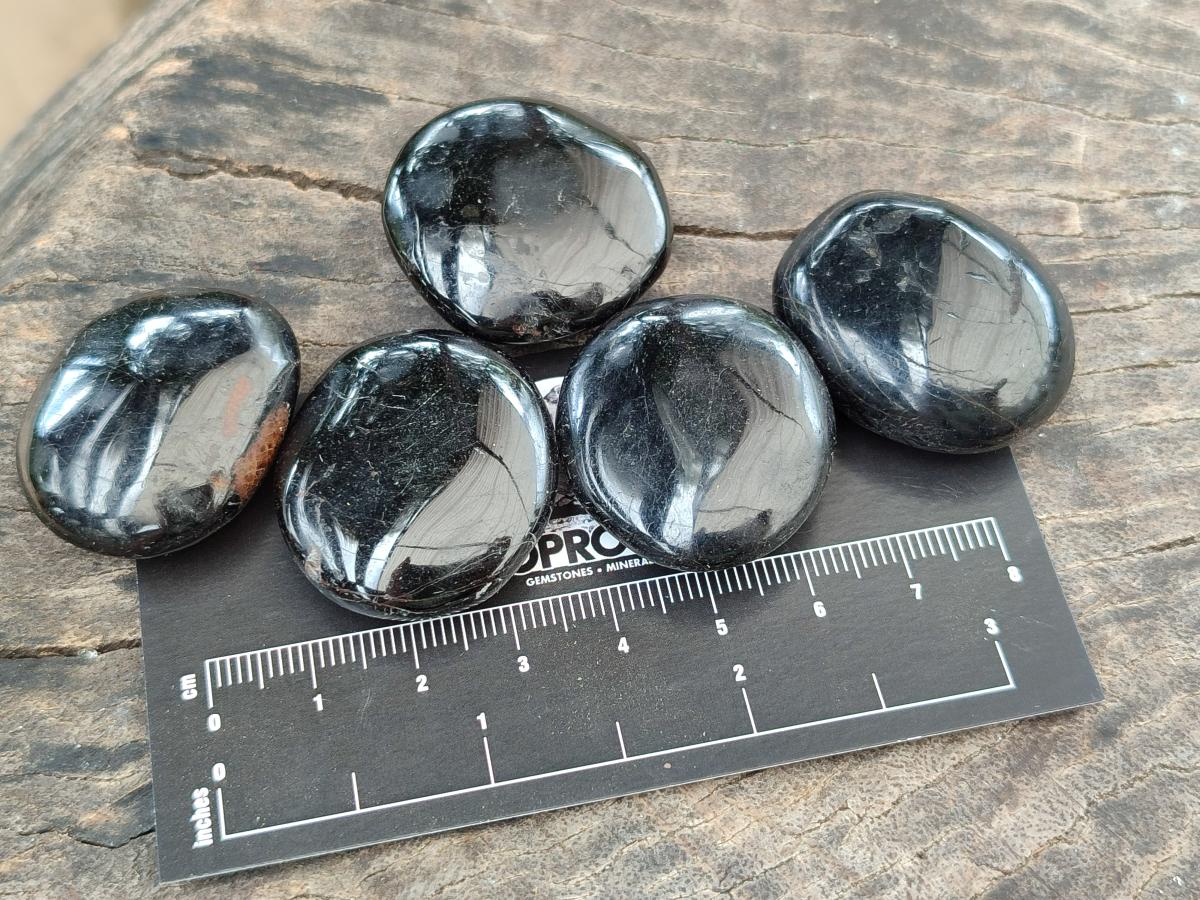 Polished Black Tourmaline Mini Galets x 70 From Madagascar