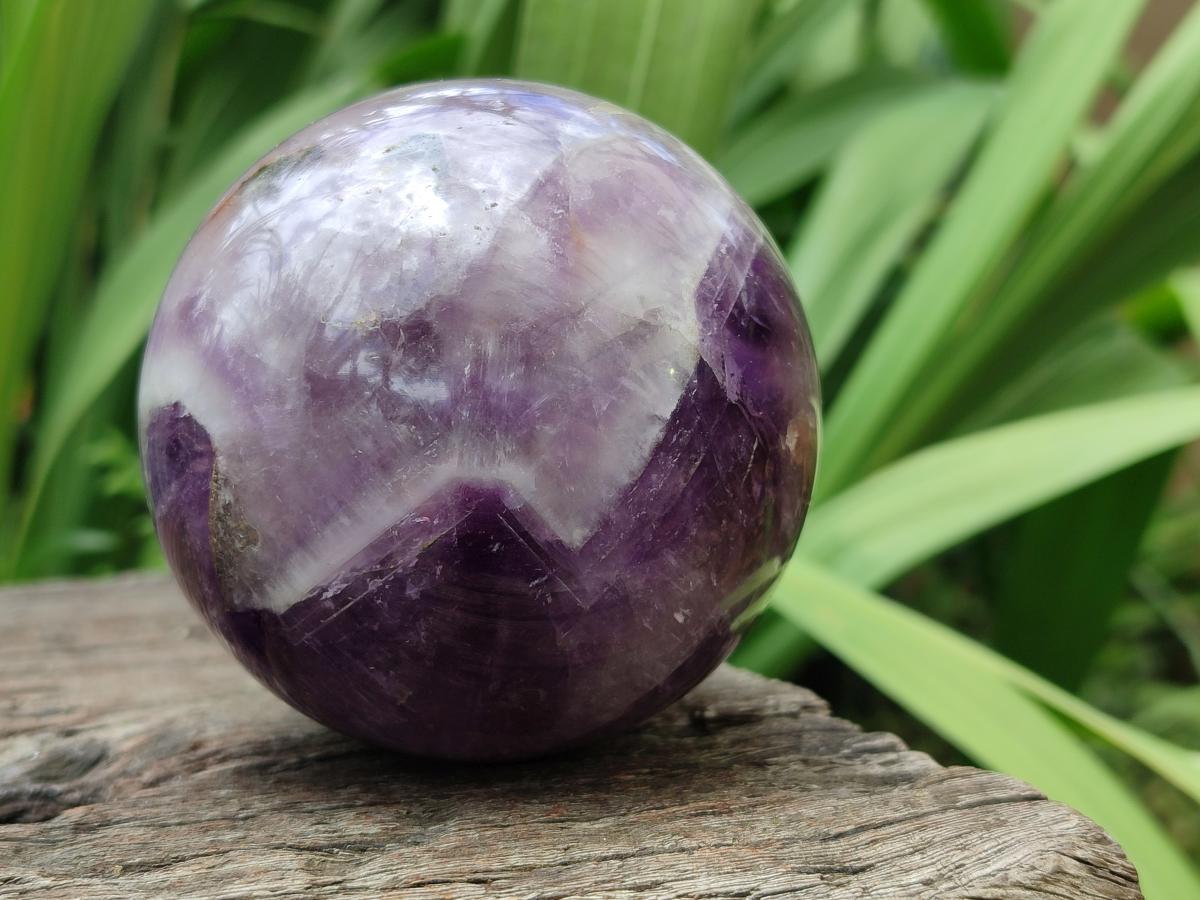 Polished Chevron Amethyst Spheres x 2 From Madagascar