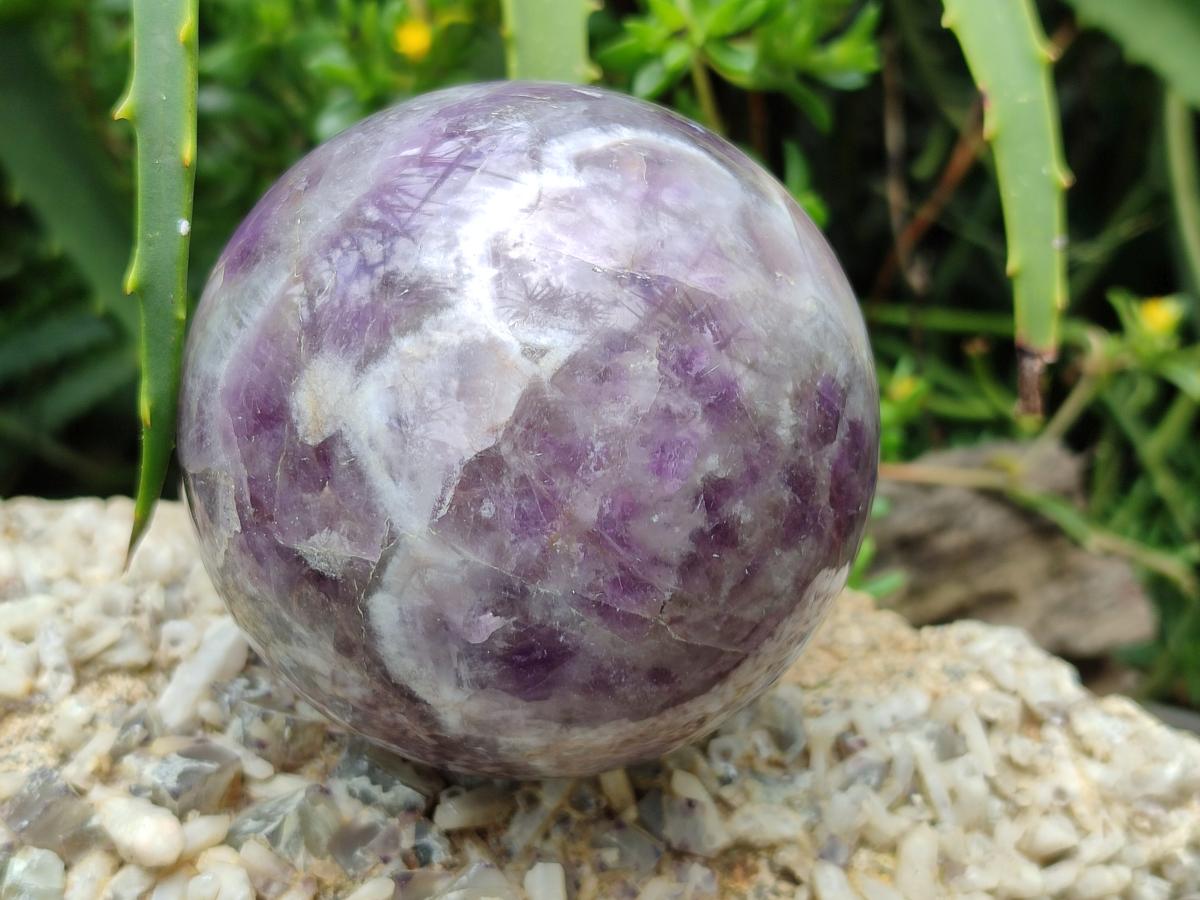 Polished Chevron Amethyst Spheres x 2 From Madagascar
