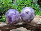 Polished Chevron Amethyst Spheres x 2 From Madagascar