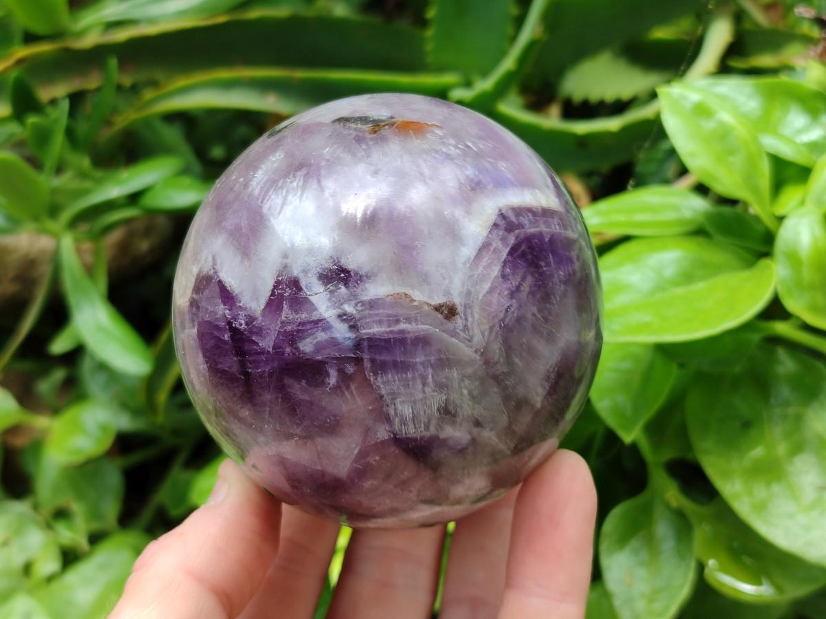Polished Chevron Amethyst Spheres x 2 From Madagascar