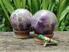 Polished Chevron Amethyst Spheres x 2 From Madagascar