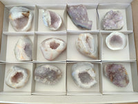 Polished Mixed Agate Geodes x 12 From Maintirano, Madagascar