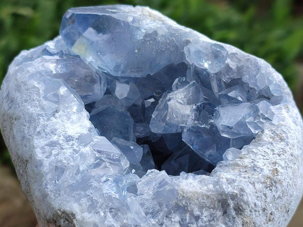 Natural Blue Celestite Geode Specimens x 2 From Sakoany, Madagascar