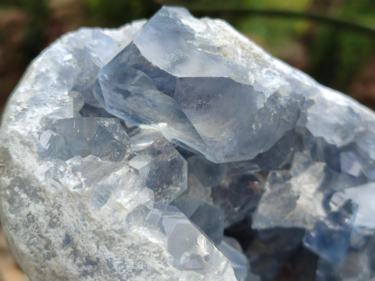 Natural Blue Celestite Geode Specimens x 2 From Sakoany, Madagascar