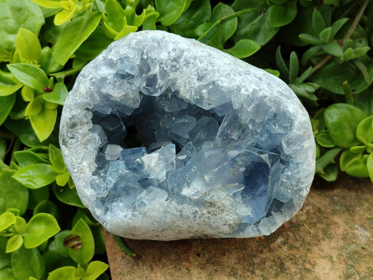 Natural Blue Celestite Geode Specimens x 2 From Sakoany, Madagascar