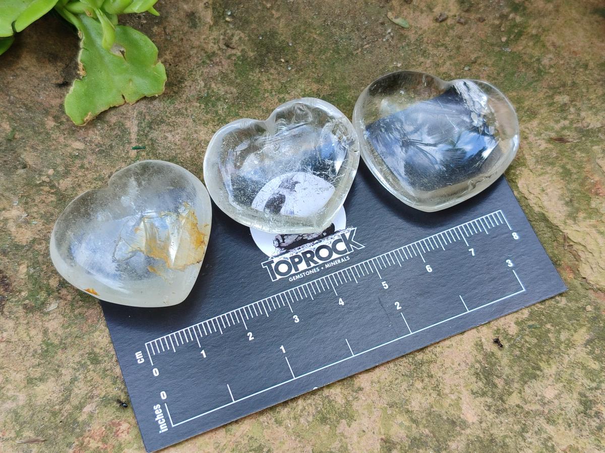 Polished Rock Crystal Hearts x 20 From Amoron’i Mania, Madagascar