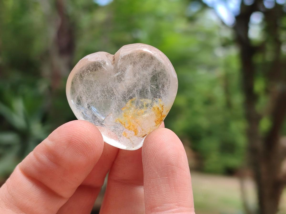 Polished Rock Crystal Hearts x 20 From Amoron’i Mania, Madagascar