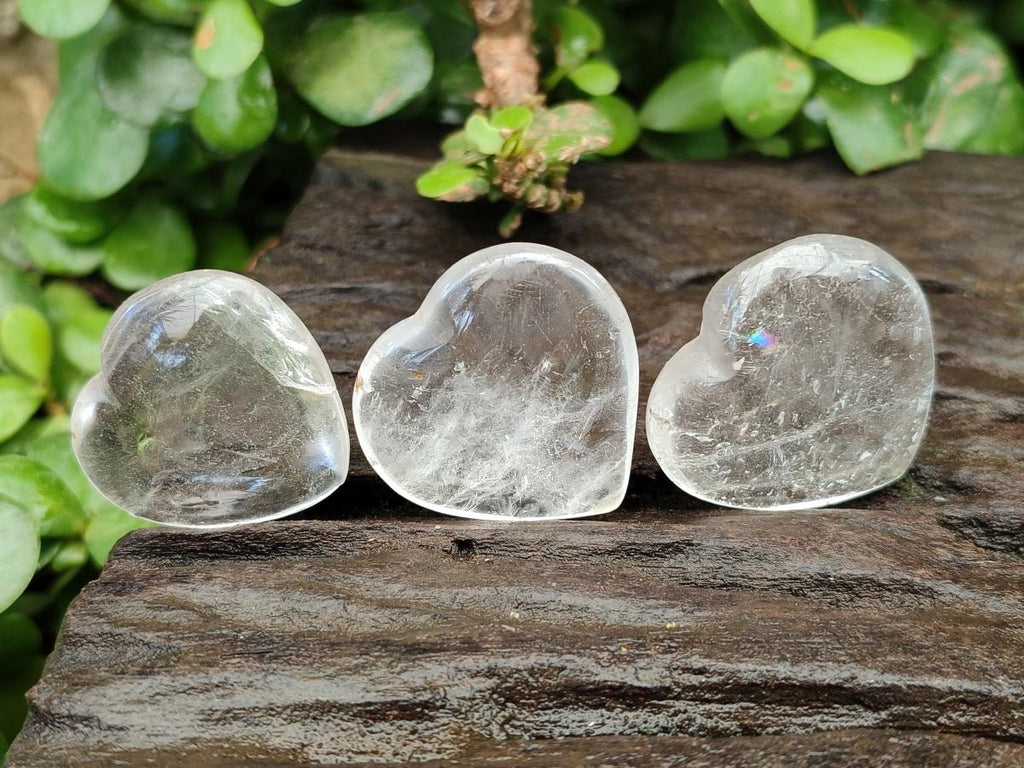 Polished Rock Crystal Hearts x 20 From Amoron’i Mania, Madagascar