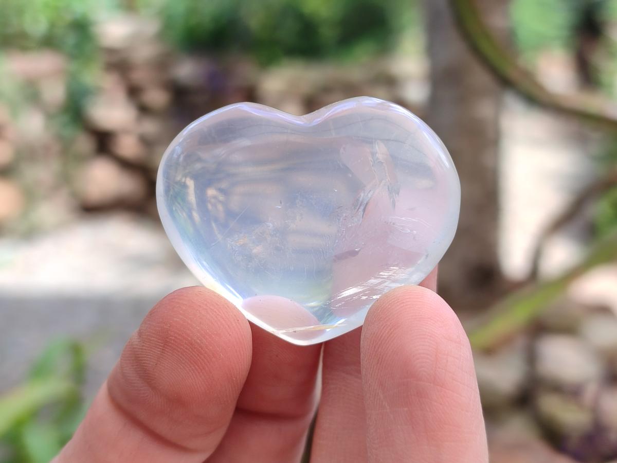 Polished Rock Crystal Hearts x 20 From Amoron’i Mania, Madagascar