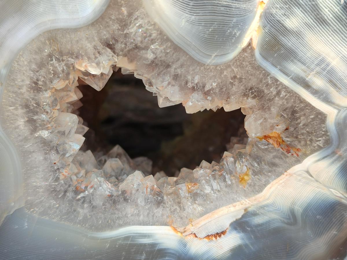 Polished Banded Agate with Crystalline Geode x 1 From Maintirano, Madagascar