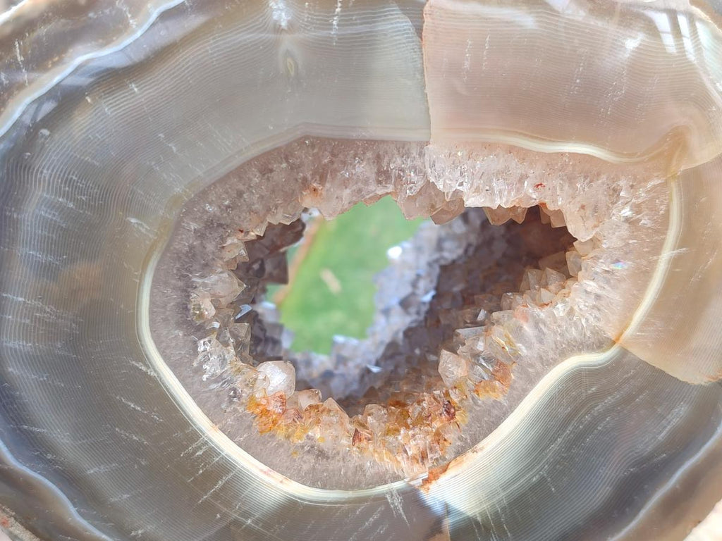 Polished Banded Agate with Crystalline Geode x 1 From Maintirano, Madagascar