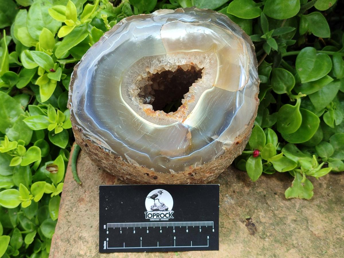 Polished Banded Agate with Crystalline Geode x 1 From Maintirano, Madagascar