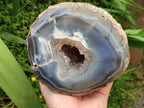 Polished Banded Agate with Crystalline Geode x 1 From Maintirano, Madagascar