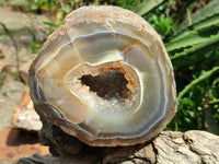 Polished Banded Agate with Crystalline Geode x 1 From Maintirano, Madagascar