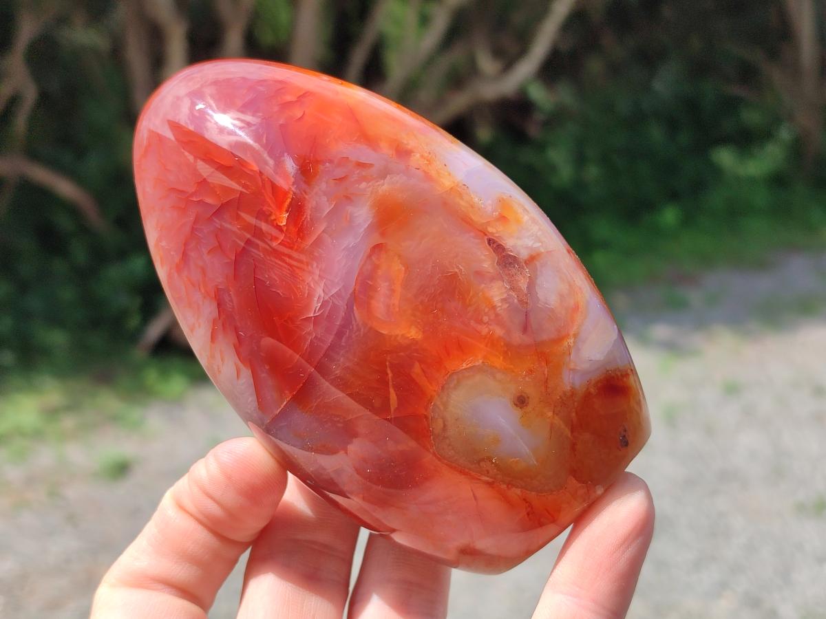 Polished Carnelian Agate Gemstone Standing Free Forms x 4 From Madagascar - Toprock Gemstones and Minerals 