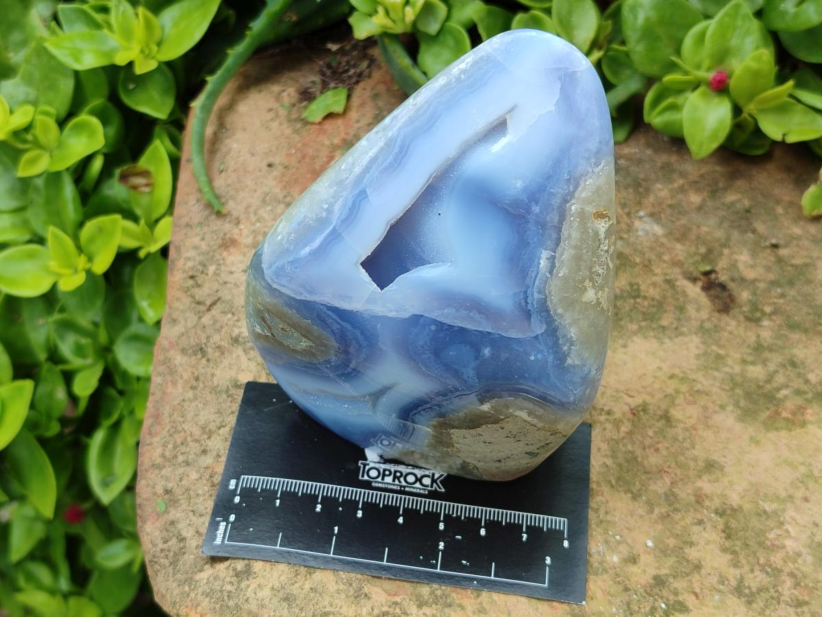 Polished Blue Lace Agate Standing Free Forms x 2 From Nsanje, Malawi
