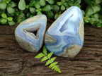 Polished Blue Lace Agate Standing Free Forms x 2 From Nsanje, Malawi
