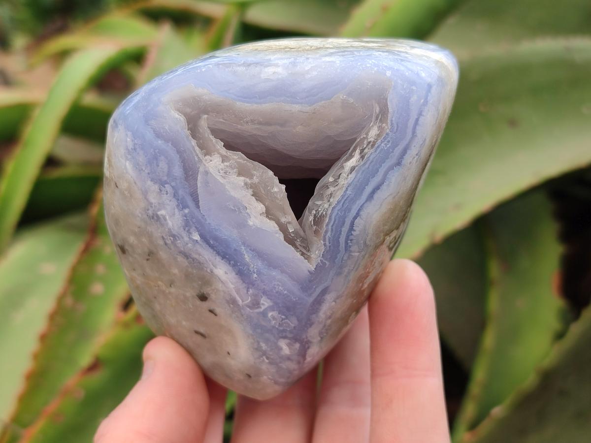 Polished Blue Lace Agate Standing Free Forms x 2 From Nsanje, Malawi