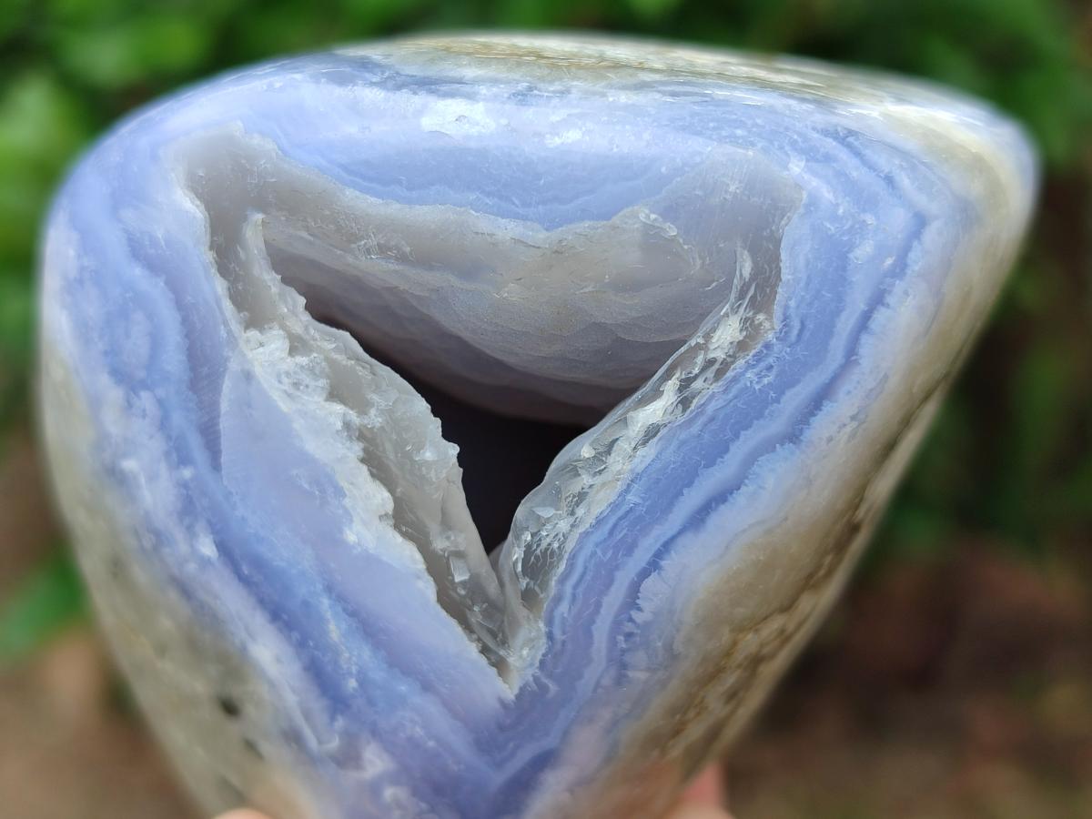 Polished Blue Lace Agate Standing Free Forms x 2 From Nsanje, Malawi