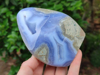 Polished Blue Lace Agate Standing Free Forms x 2 From Nsanje, Malawi