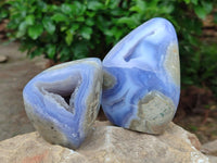 Polished Blue Lace Agate Standing Free Forms x 2 From Nsanje, Malawi
