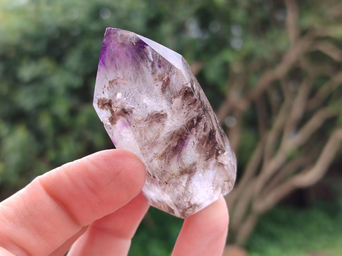 Polished Window Amethyst Crystals x 12 From Akansobe, Madagascar