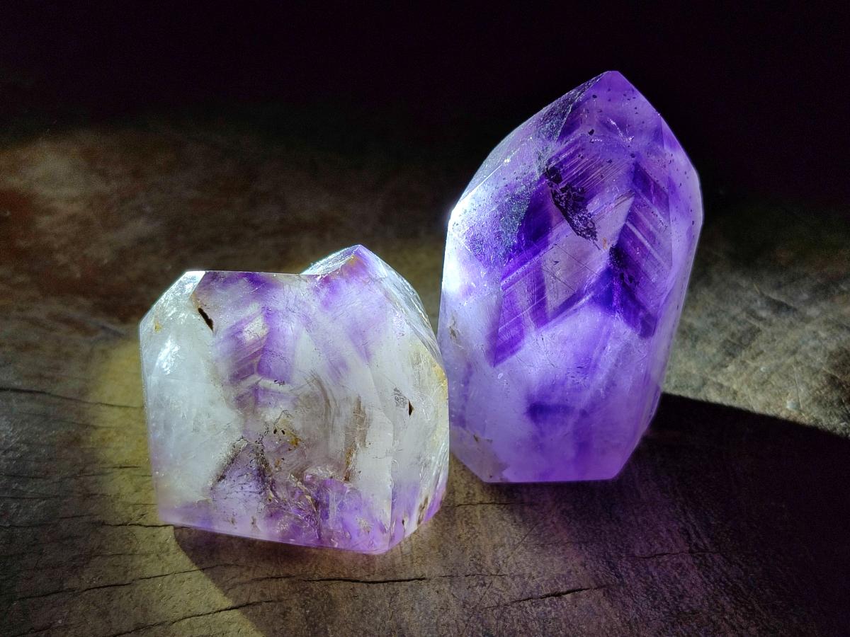 Polished Window Amethyst Crystals x 12 From Akansobe, Madagascar