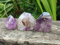 Polished Window Amethyst Crystals x 12 From Akansobe, Madagascar