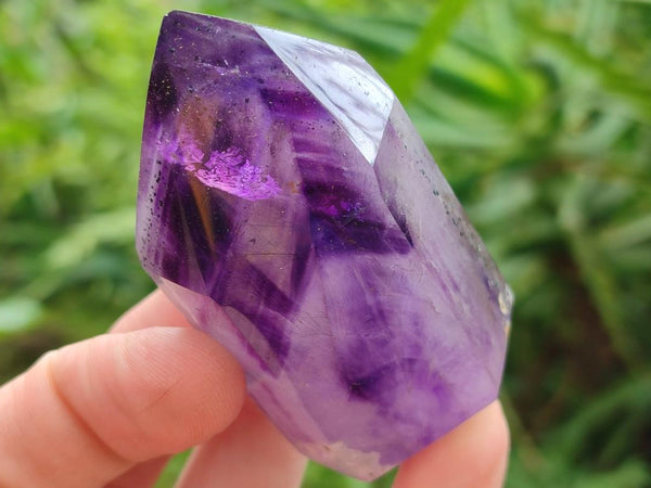 Polished Window Amethyst Crystals x 12 From Akansobe, Madagascar