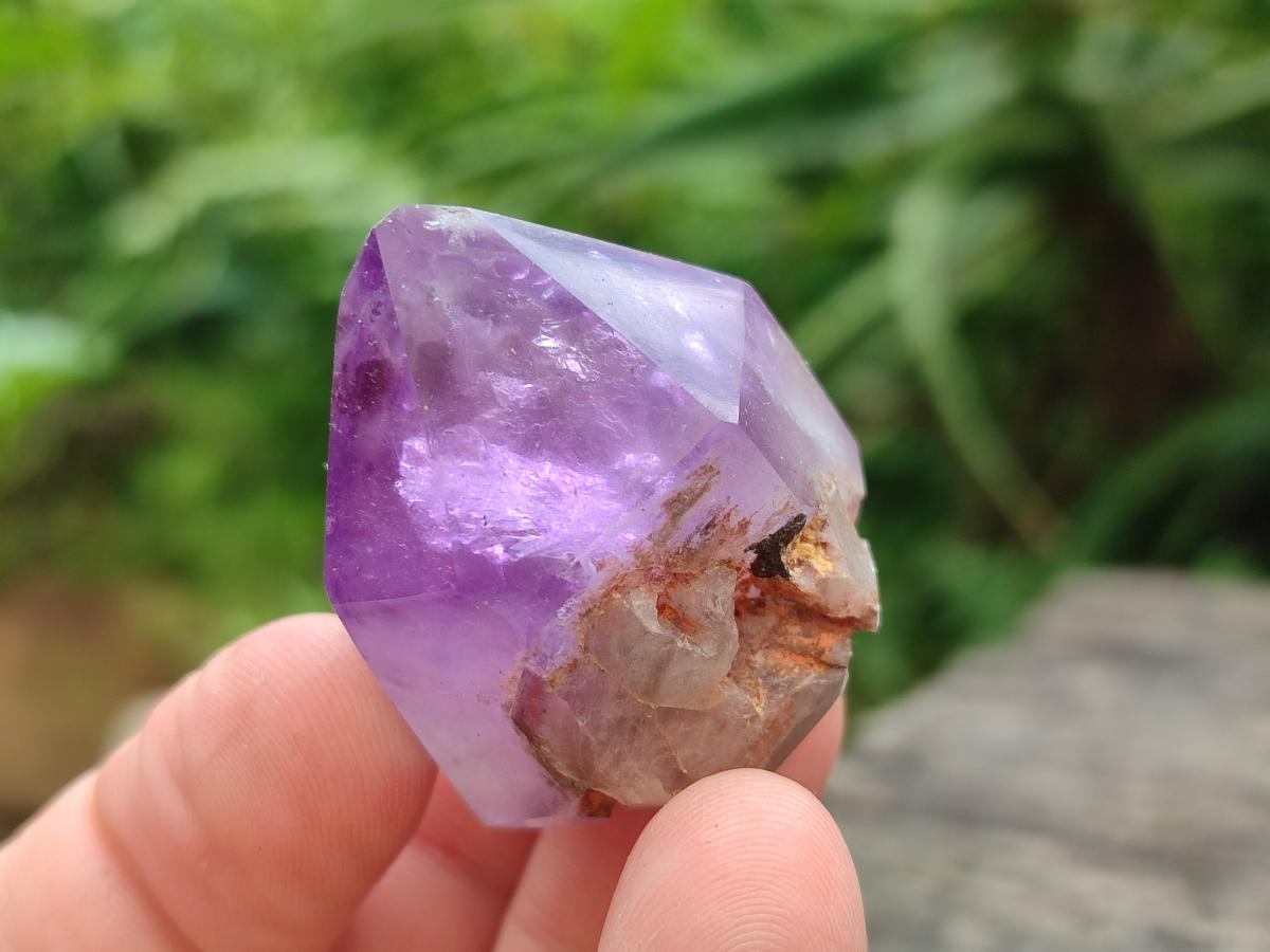 Polished Window Amethyst Crystals x 12 From Akansobe, Madagascar