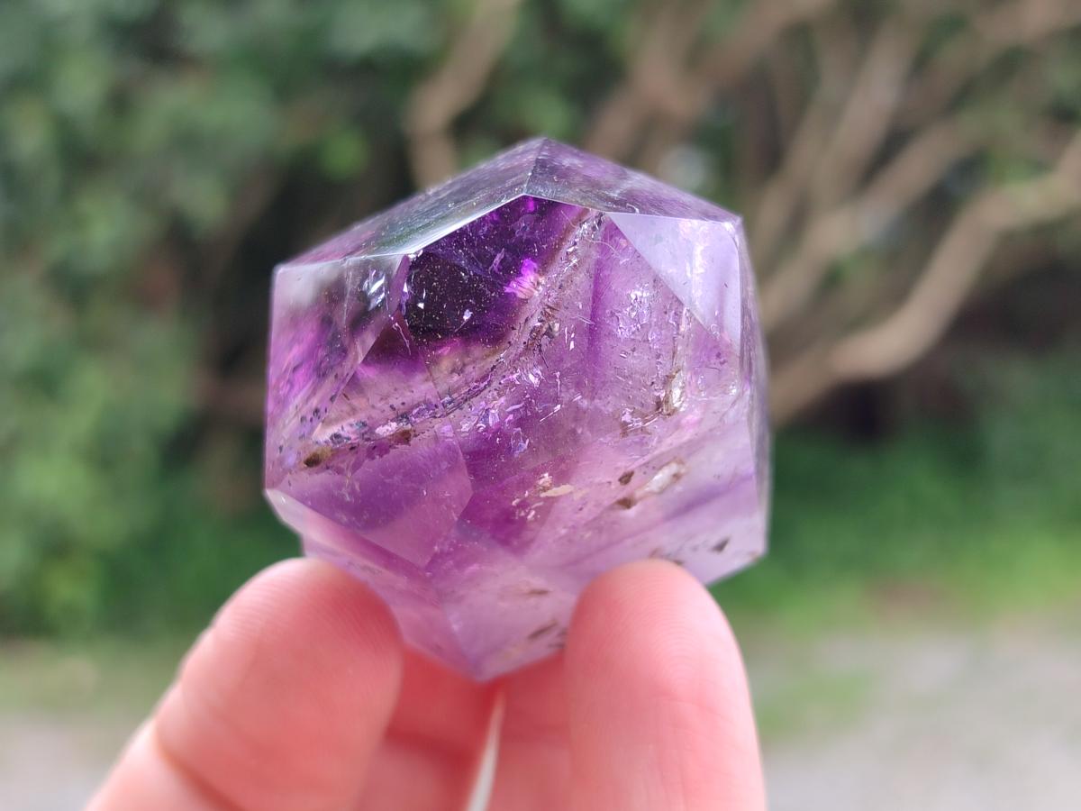 Polished Window Amethyst Crystals x 12 From Akansobe, Madagascar